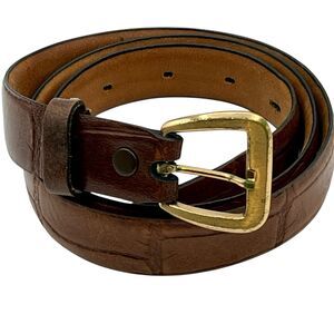 Vtg. Brown Hickok Belt Animal Skin Top Grain Cowhide Belt Brass Buckle Men Sz 34